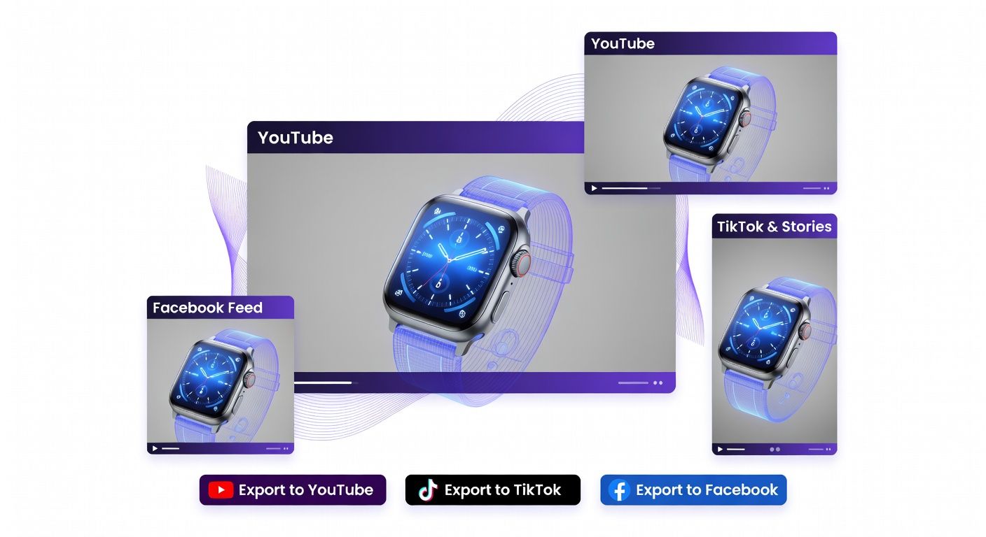 Multi-format product video output for e-commerce ads