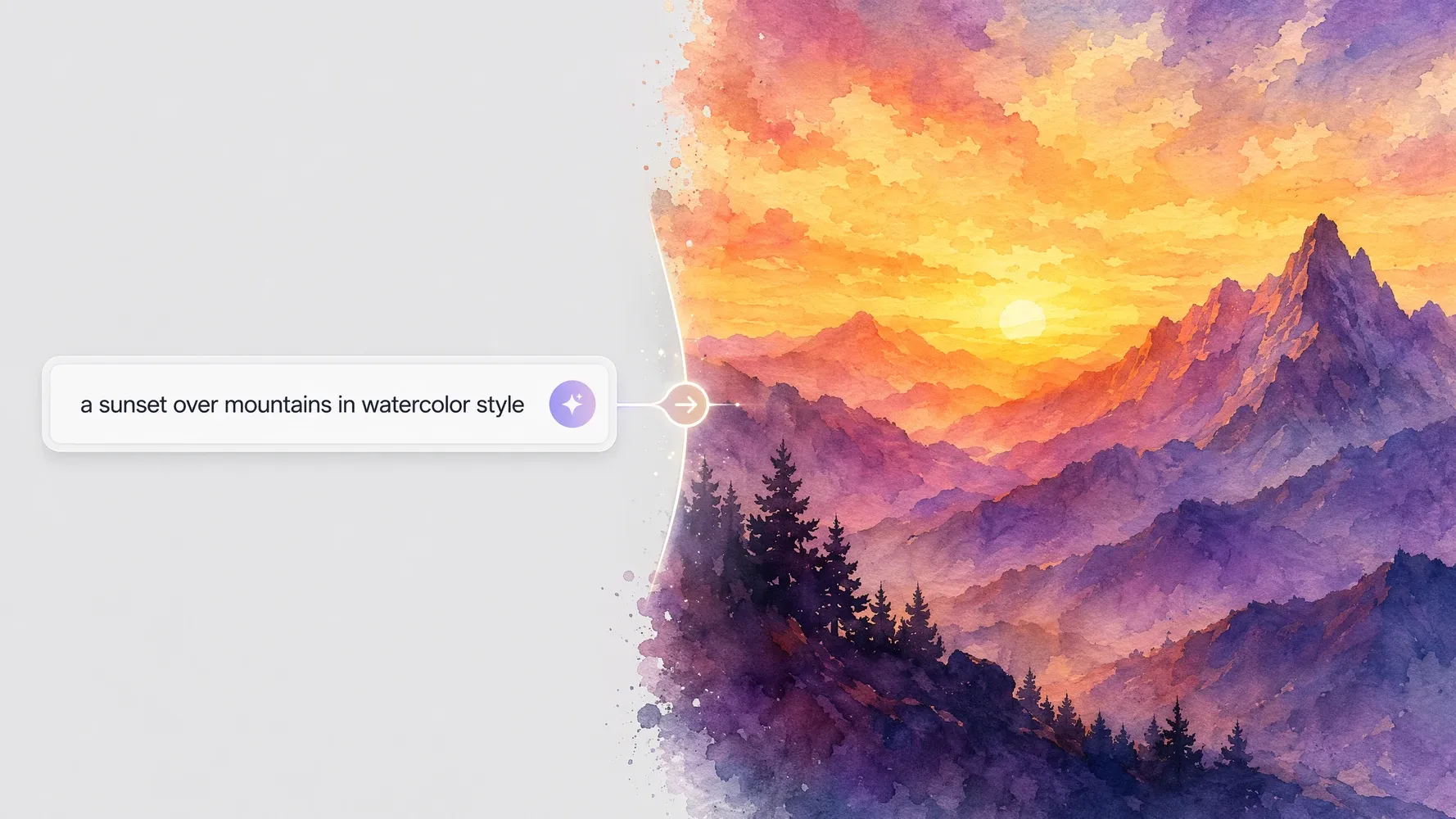 a sunset over mountains