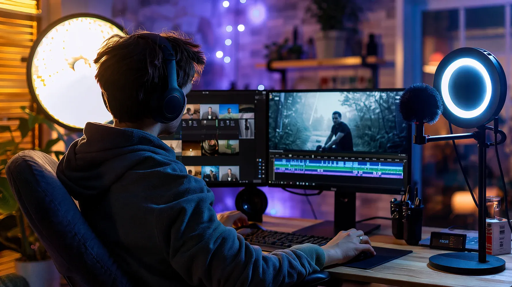A content creator in a professional home studio