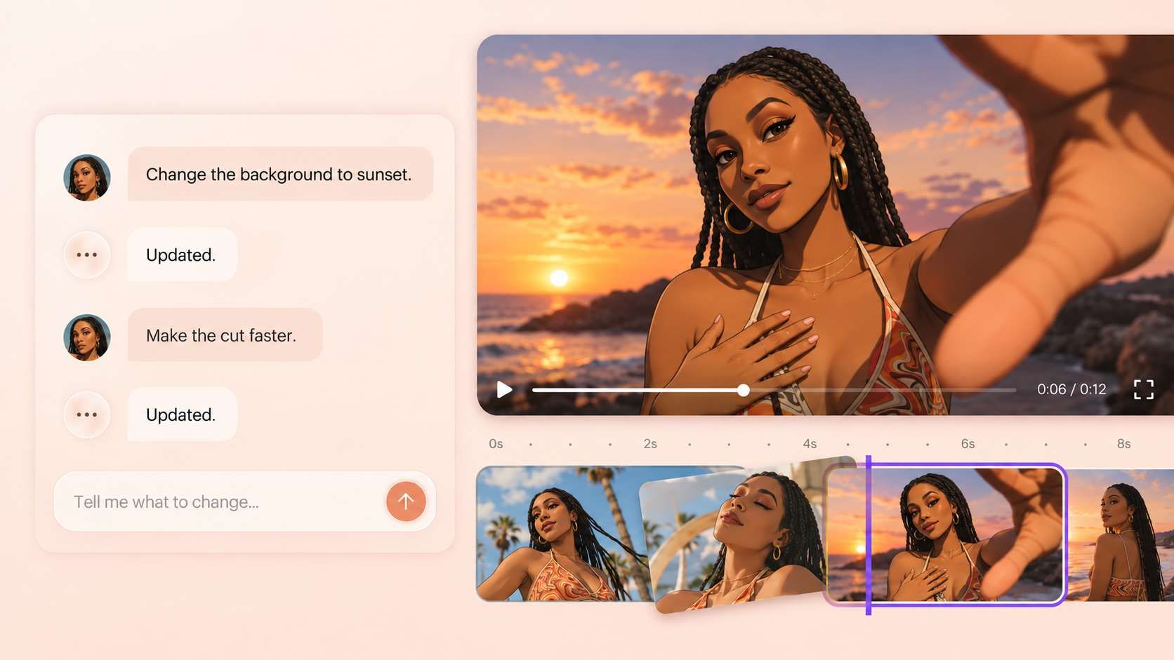 Editing an AI animation with text instructions