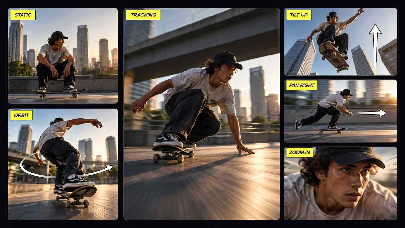 Video clips timed to match the mood of the music